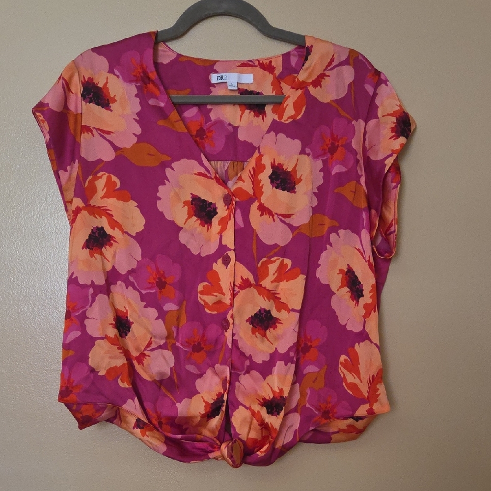 DR2 Floral Blouse - Pink and Orange